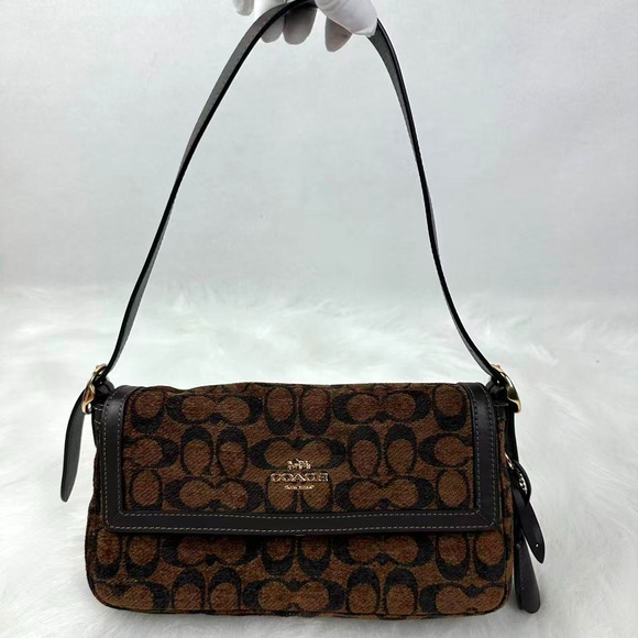 Coach Handbags - Coach Etta Small Flap Shoulder Bag Signature Chenille CCV65 2025 New Release NWT